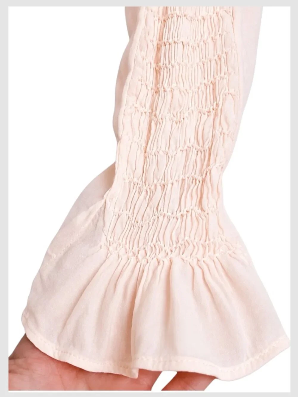FREE PEOPLE Smocked in Time Pink Rose Ruffle Neck smocked‎ Blouse Top XS